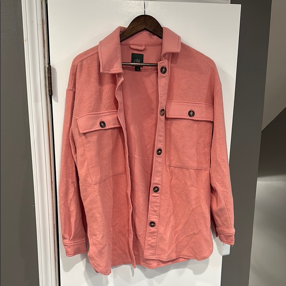 Pink Button-Up Shirt Jacket